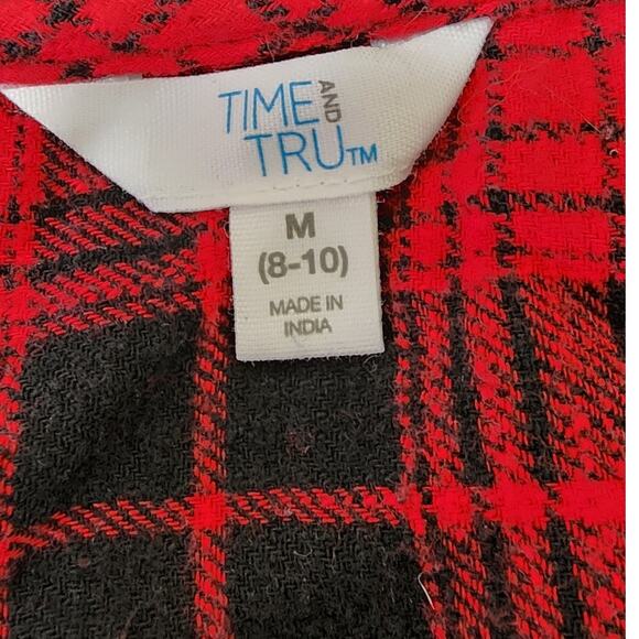 Time And Tru Flannel Shirt with Sweatshirt Hood Women's Size Medium - Picture 4 of 7